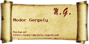 Modor Gergely névjegykártya